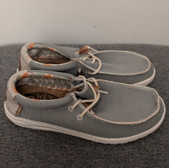 Hey Dude Wally Knit Cobblestone Men's Casual Gray White Shoes - Picture 3 of 16